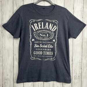 Ireland No 1 Short Sleeve Gray Cotton Blend Irish Graphic Print T-Shirt Large